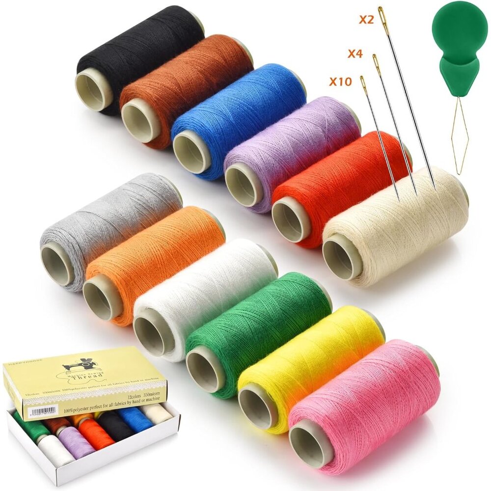 12 Color Sewing Thread Kit, Needle and Polyester Threads Small kit, with Needle